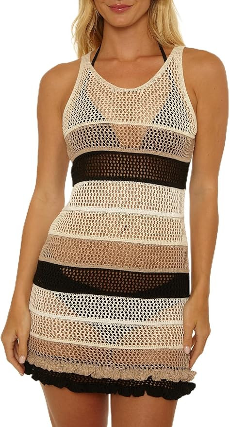 Isabella Rose Women's Mariposa Knit Dress, Casual, Pull On, Sheer, Beach Cover Ups for Women | Amazon (US)