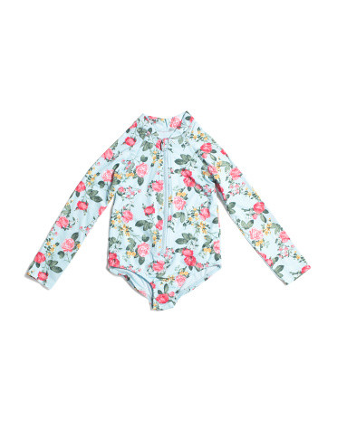 Girls Long Sleeve One-Piece Swimsuit | Marshalls