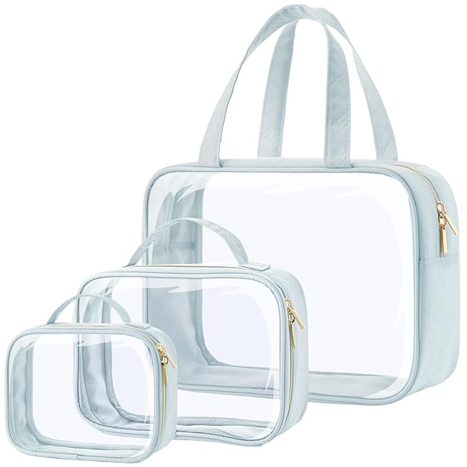 PACKISM Clear Toiletry Bags, 3 Pack Clear Makeup Bags with Handle Large Opening, Waterproof Clear... | Amazon (US)