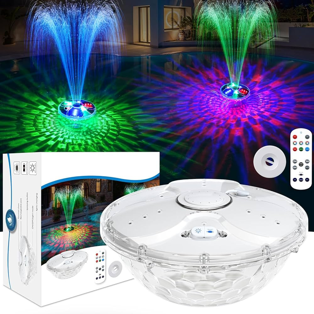 Upgraded Pool Fountain with Remote, 2025 Rechargeable Floating Pool Fountain with Lights, Above G... | Amazon (US)