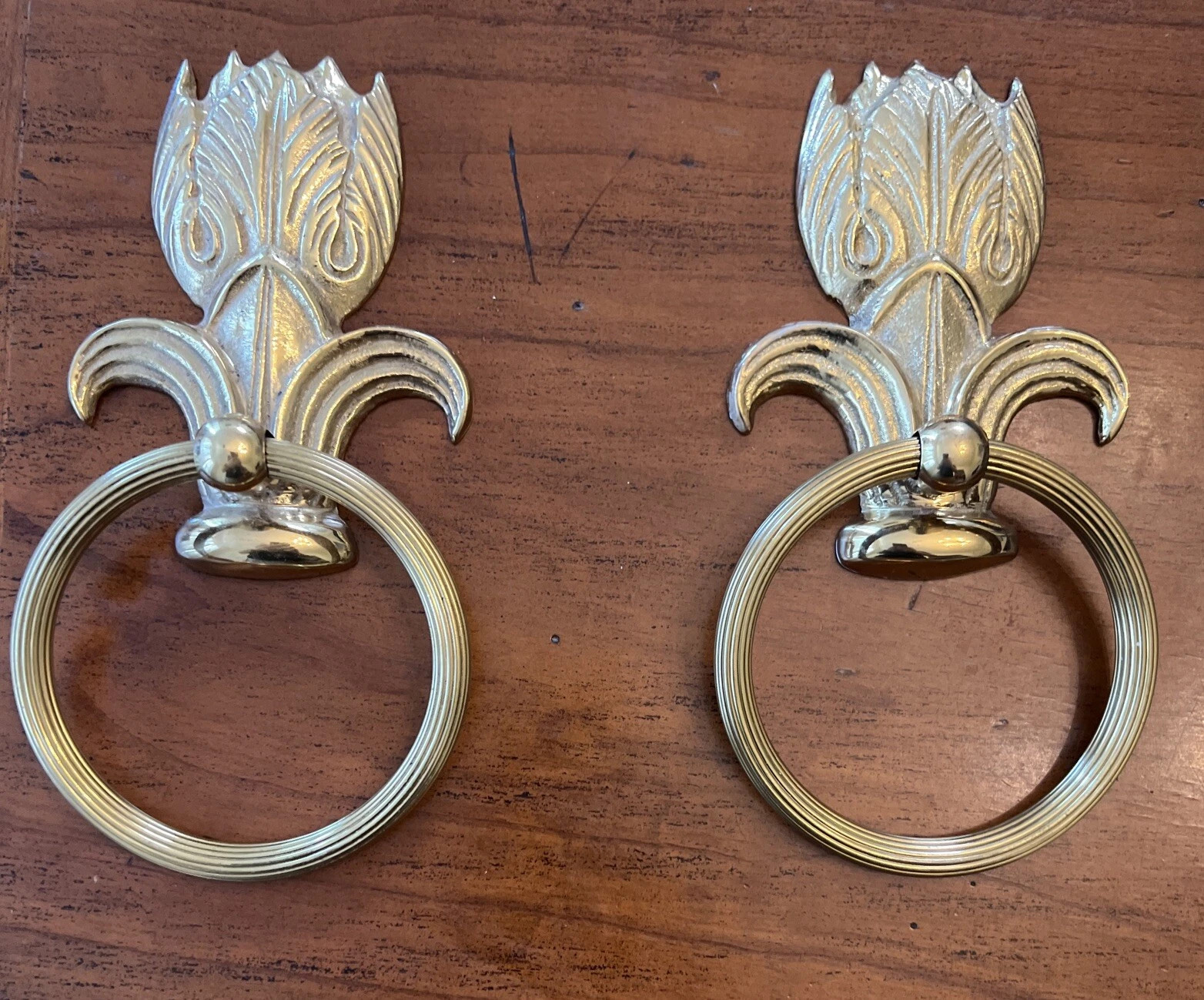 Vintage Art Deco Style Tulips Bar Towel Holder Door Knocker Solid Brass 2 Pieces | eBay US