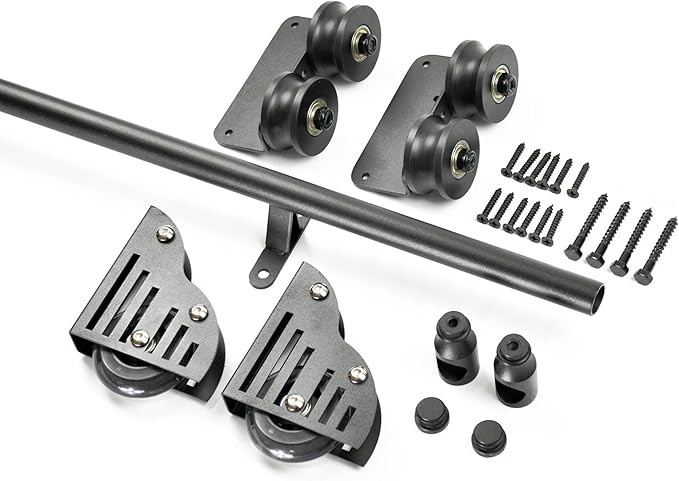 DIYHD Track Length 39-3/4" Rustic Black Round Tube Sliding Barn Ladder Library LadderFull Set Tra... | Amazon (US)