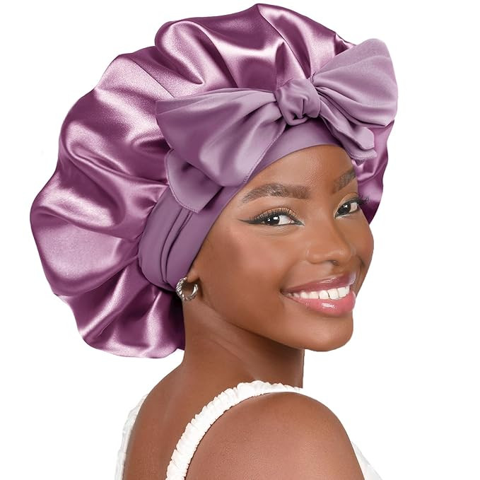 YANIBEST Satin Bonnet Silk Bonnet for Sleeping Double Layer Satin Lined Hair Bonnet with Tie Band... | Amazon (US)