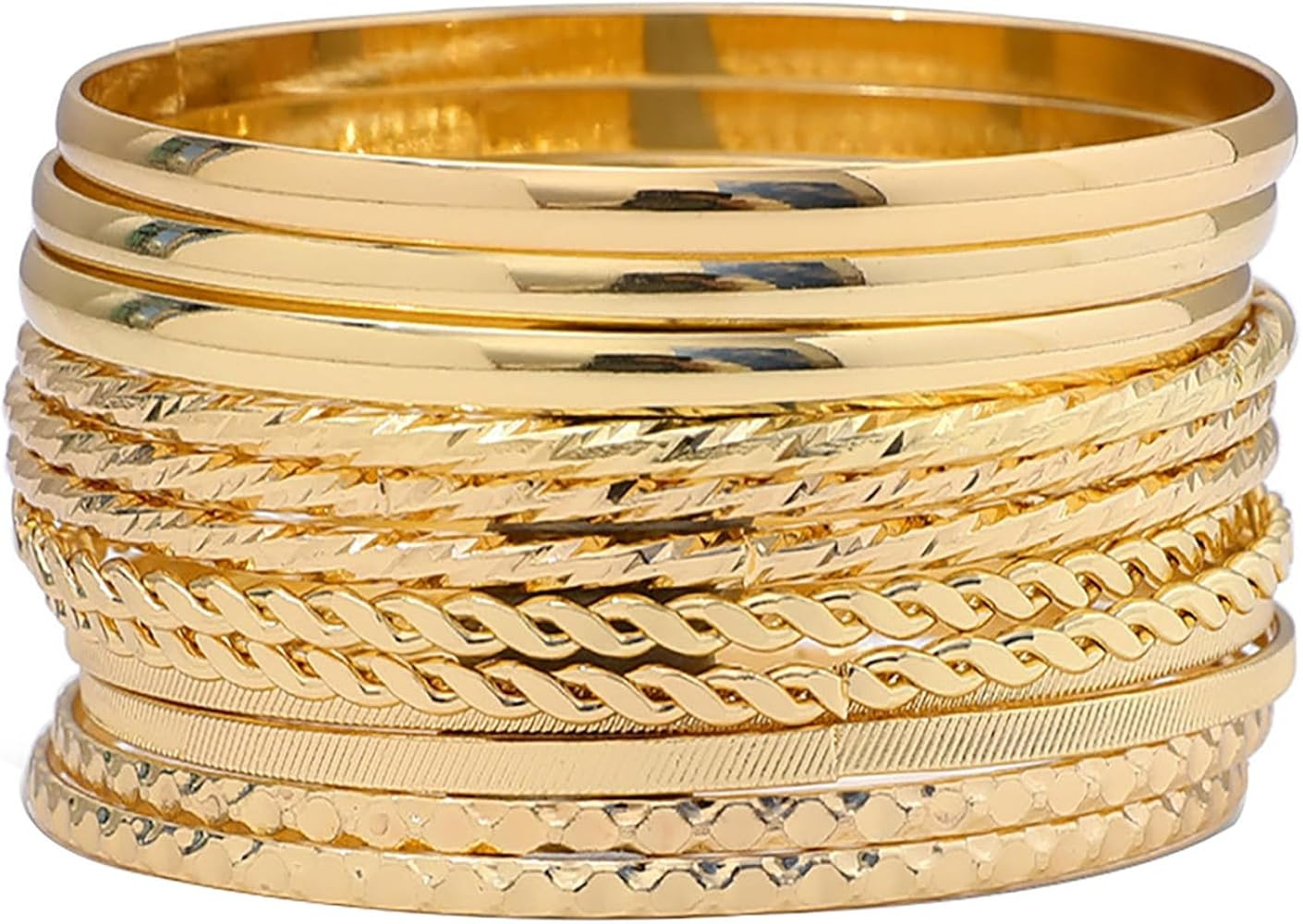 FUNOJOY Gold Bangle Bracelets for Women,14K Gold Plated Boho Indian Multi Stackable Bracelets Gol... | Amazon (US)