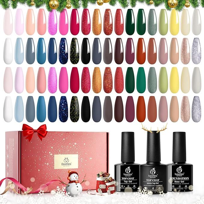 Beetles 2022 Christmas Gel Nail Polish Set, 36 Colors Holiday Gel Polish with Base Top Coat, Soak... | Amazon (US)