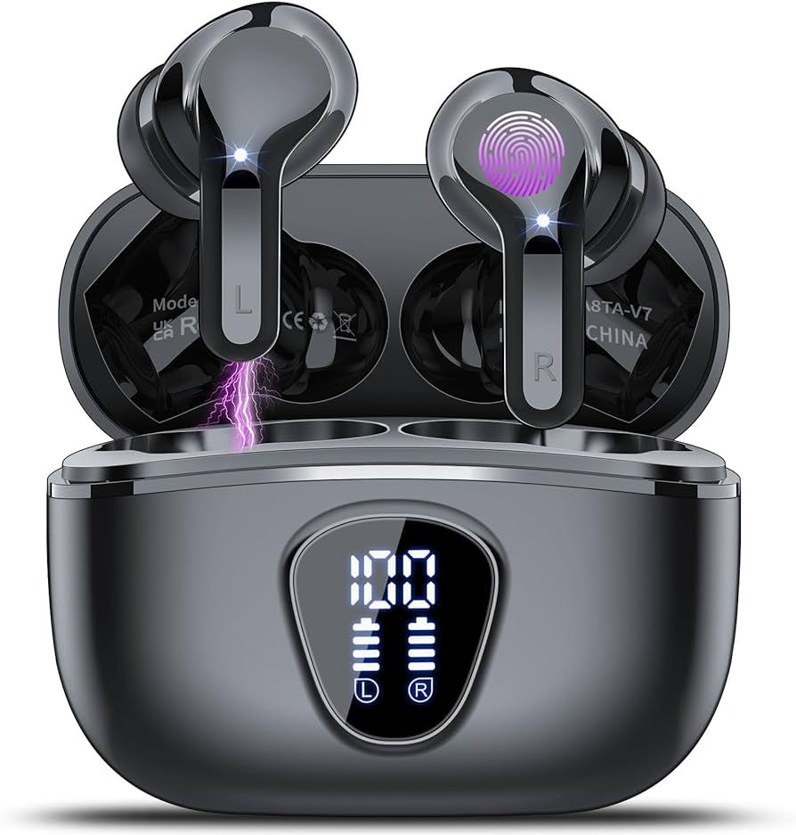 Wireless Earbuds 2024 Bluetooth 5.3 Headphones, 40H Playback HiFi Stereo Ear Buds with LED Displa... | Amazon (US)