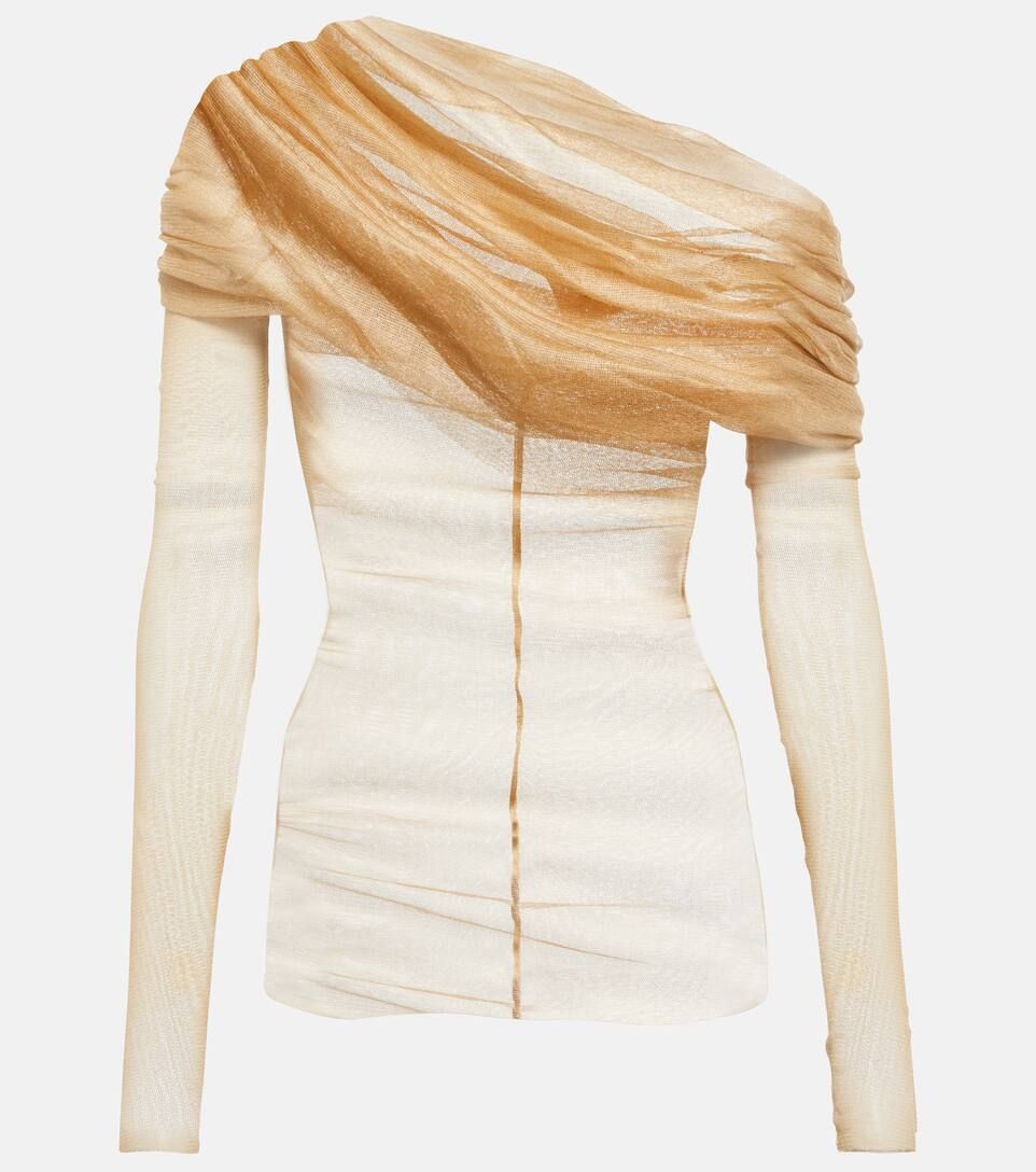 Sheer off-shoulder silk top | Mytheresa (DACH)