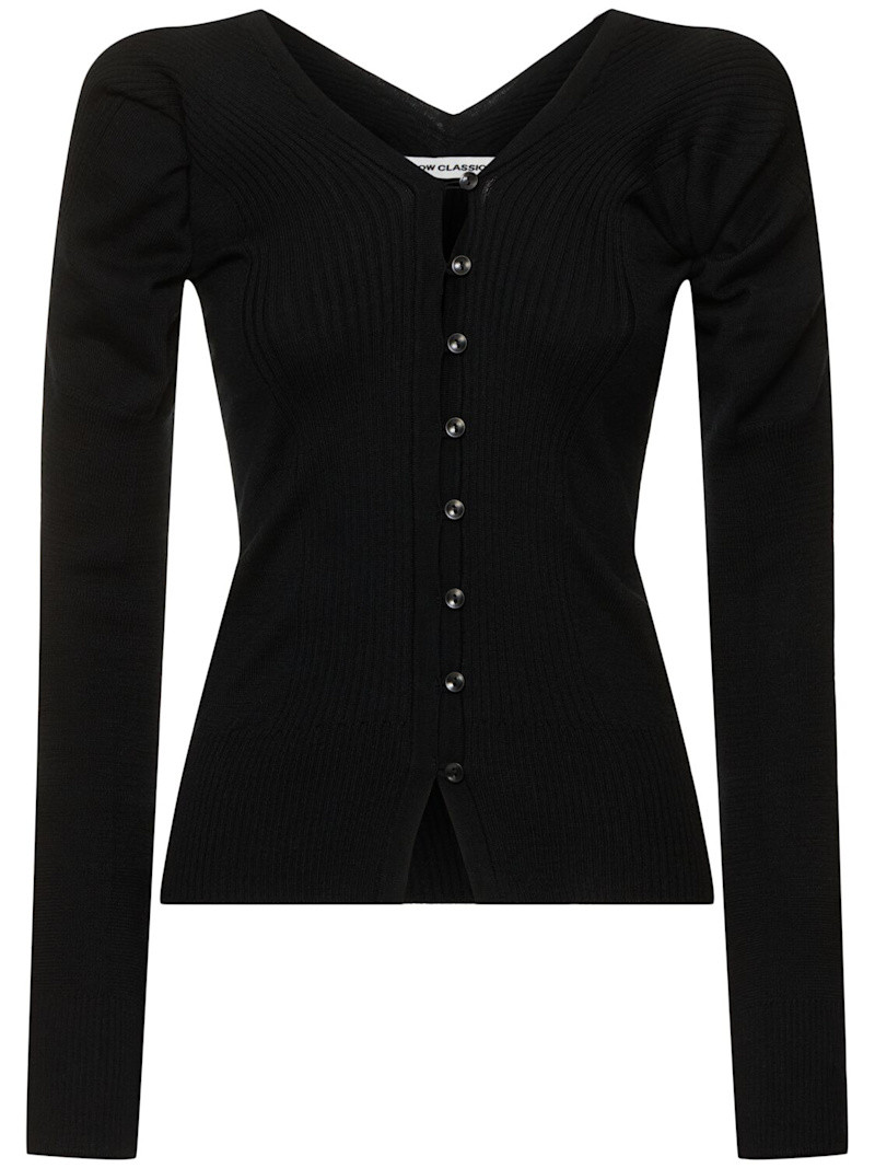 V-neck knit wool cardigan | Luisaviaroma