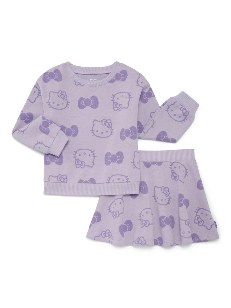 Sanrio Toddler Girls Hello Kitty Intarsia Graphic Sweater and Skirt Set, 2-Piece, Sizes 12M-5T - ... | Walmart (US)