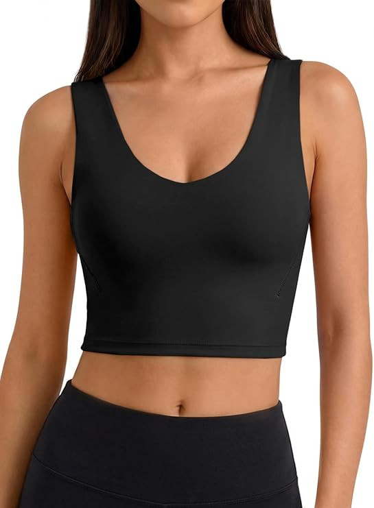 Aoysky Longline Sports Bras for Women V Neck Padded Workout Yoga Wirefree Cami Built in Bra U Bac... | Amazon (US)