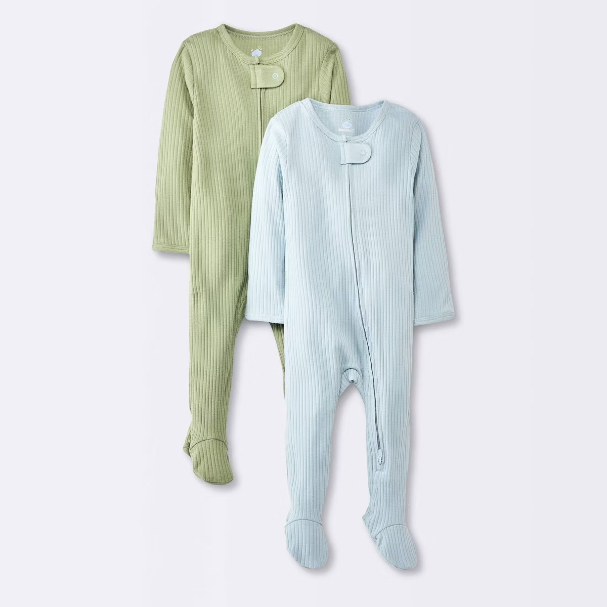 Baby Boys' 2pk Solid Wide Ribbed Sleep N' Play - Cloud Island™ Blue | Target