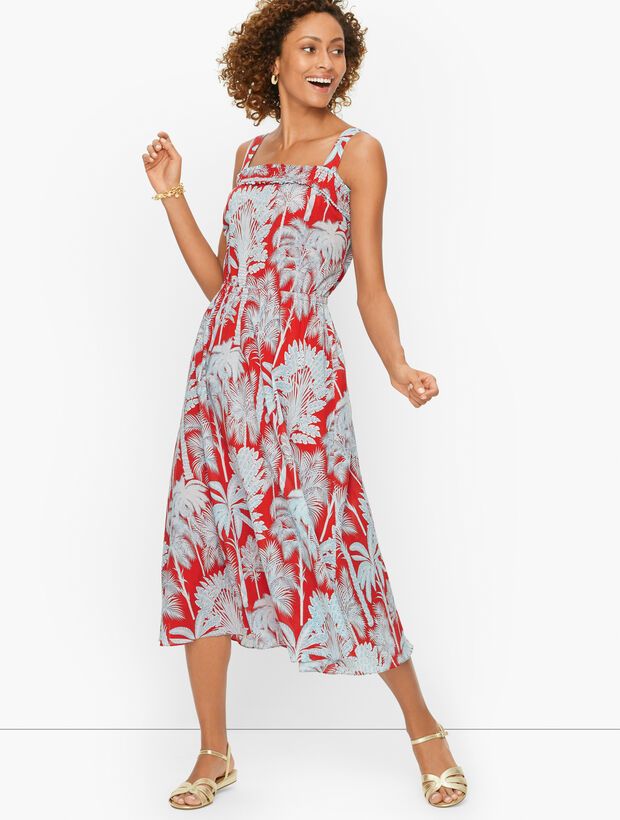 Oasis Palm Voile Fit & Flare Dress | Talbots