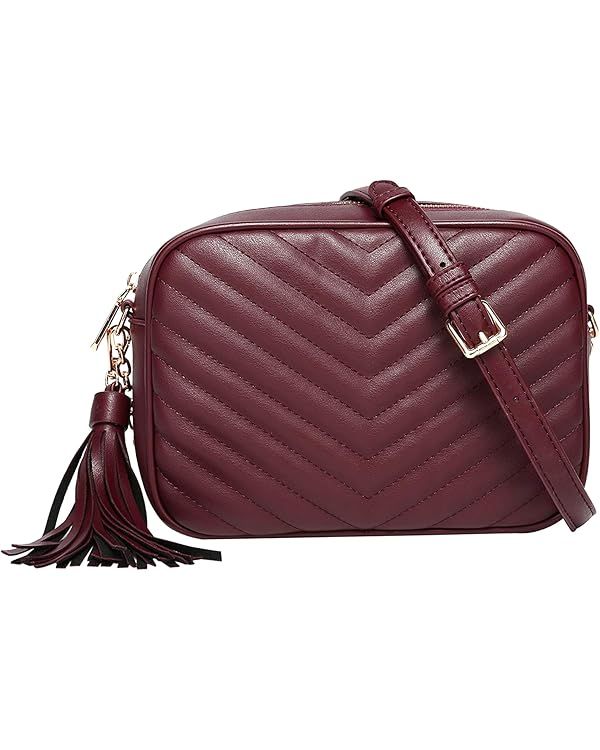 Daisy Rose Quilted Shoulder Cross Body Bag & Detachable Tassel, PU Vegan Leather | Amazon (US)