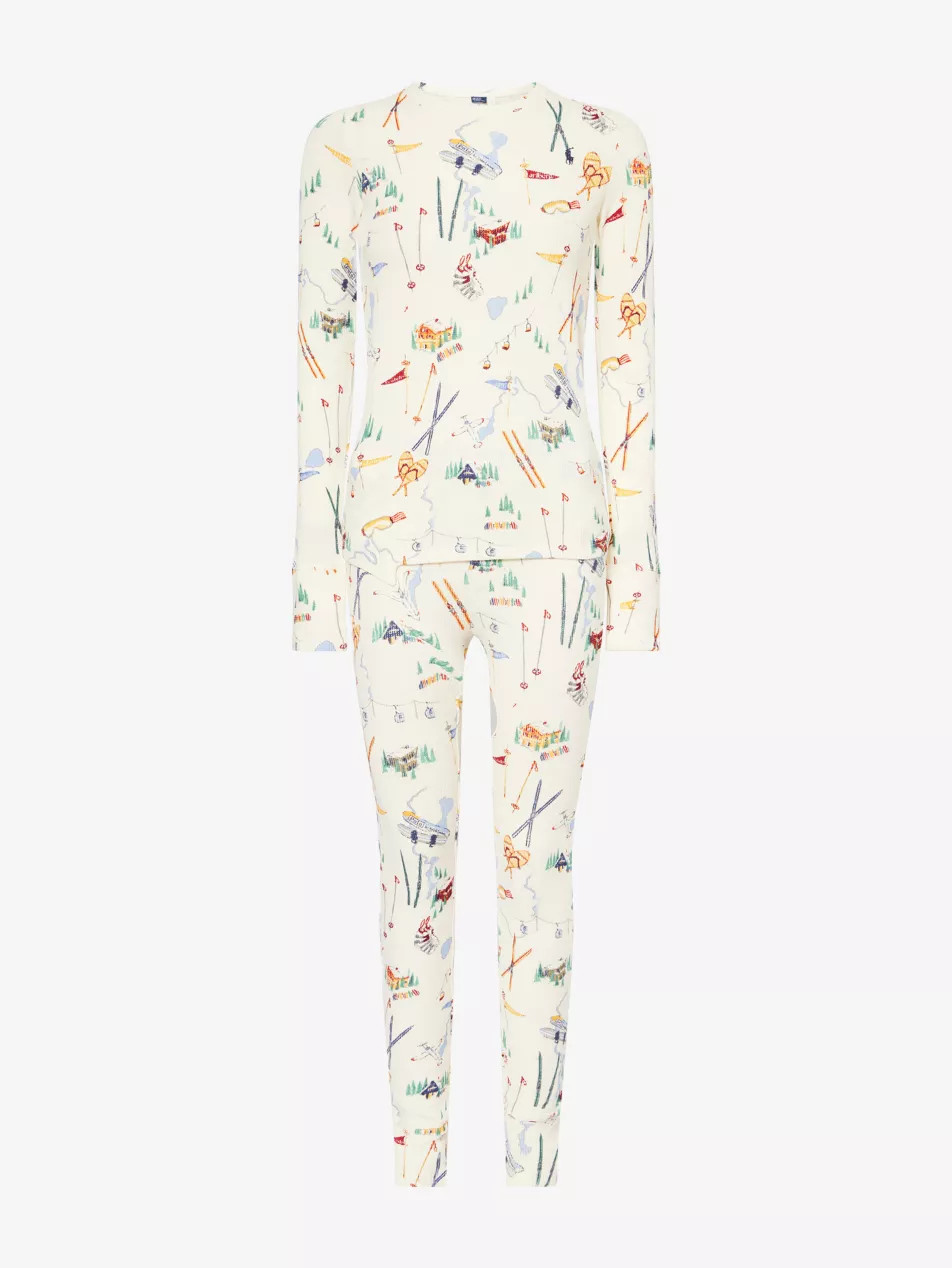 Ski-Print Waffle Cotton-Jersey Pyjama Set | Selfridges