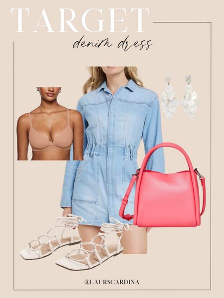 I’ve paired this denim dress from Target with a nude bra, pink mini tote bag, strappy sandals, and mother of pearl dangling earrings. 

Ootd, Target fashion, spring outfit idea, spring outfit inspiration 

#LTKstyletip #LTKfindsunder50 #LTKshoecrush