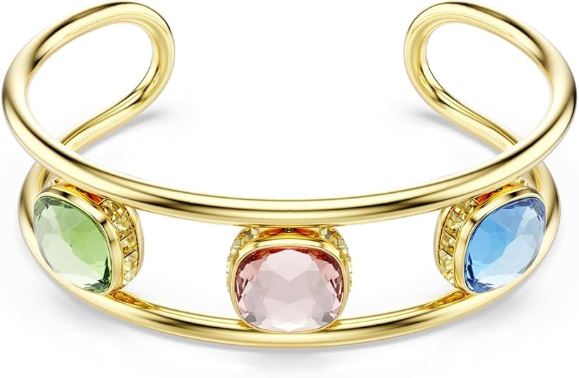 Swarovski Chroma Jewelry Collection, Multi-Color Cushion Cut Crystals, Gold Tone Finish | Amazon (US)