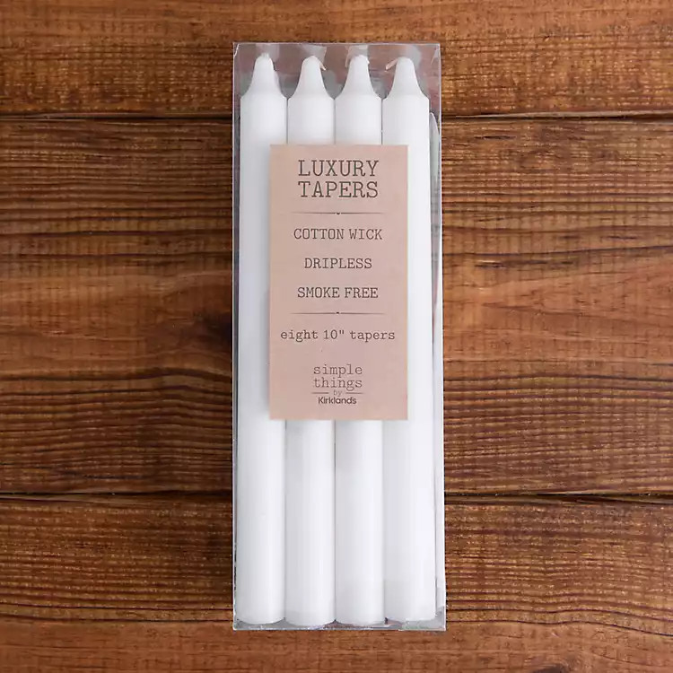 White Dripless Taper Candles, Set of 8 | Kirkland's Home