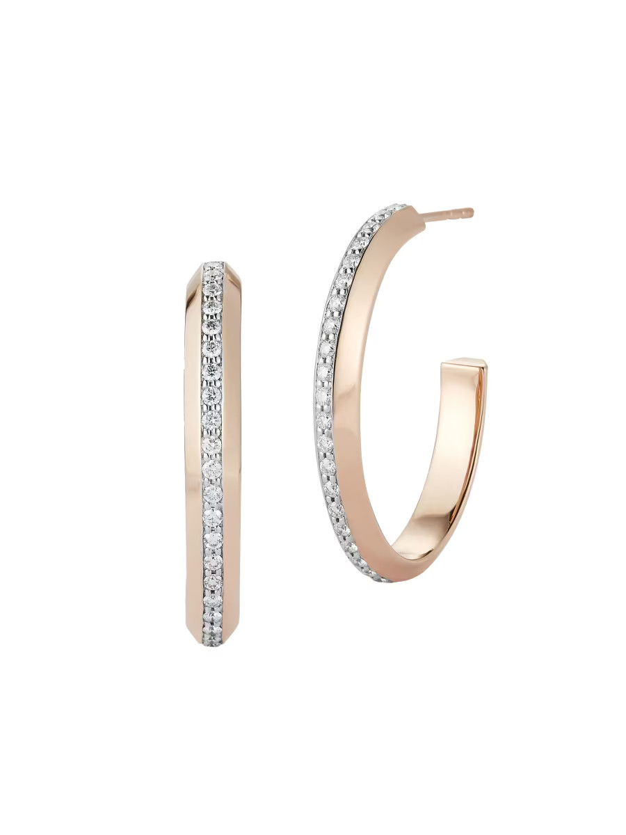 Grant 18K Rose Gold & Diamond Hoop Earrings | Saks Fifth Avenue