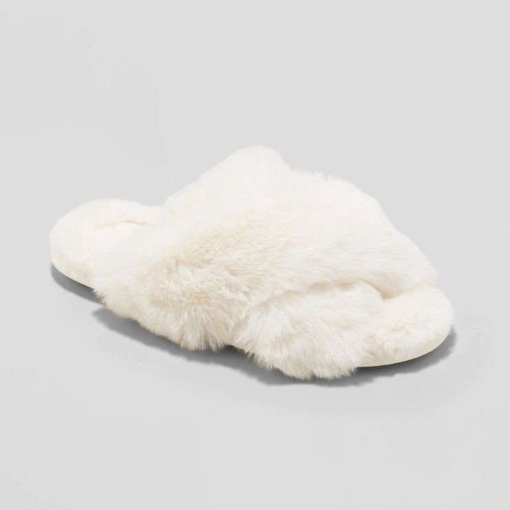 Women's Paris Crossband Fur Slide Slippers - Stars Above™ | Target