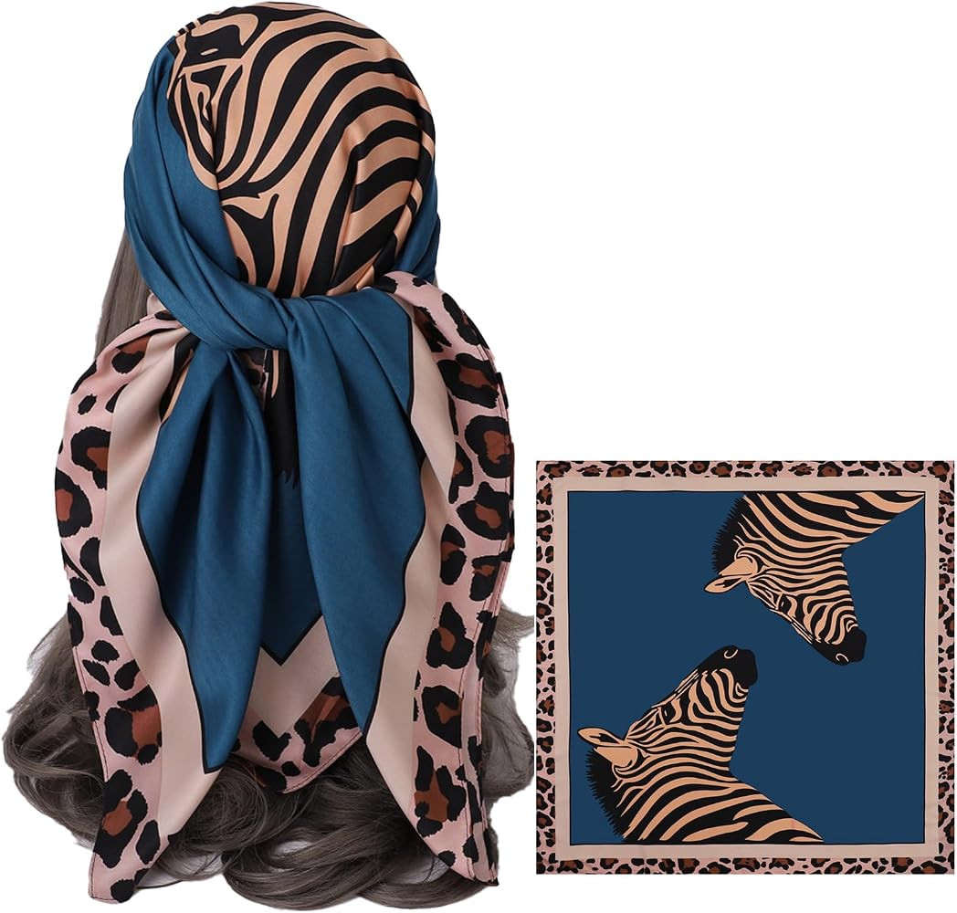 Women's Square Silk Like Head Scarf Large 35 inch Silk Feeling Hair Wrapping Satin Scarves for Sl... | Amazon (US)