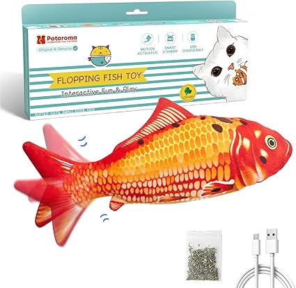 Potaroma Floppy Fish Cat Toy, Interactive Flopping Moving Fish Toy, Catnip & Silvervine Enrichmen... | Amazon (US)
