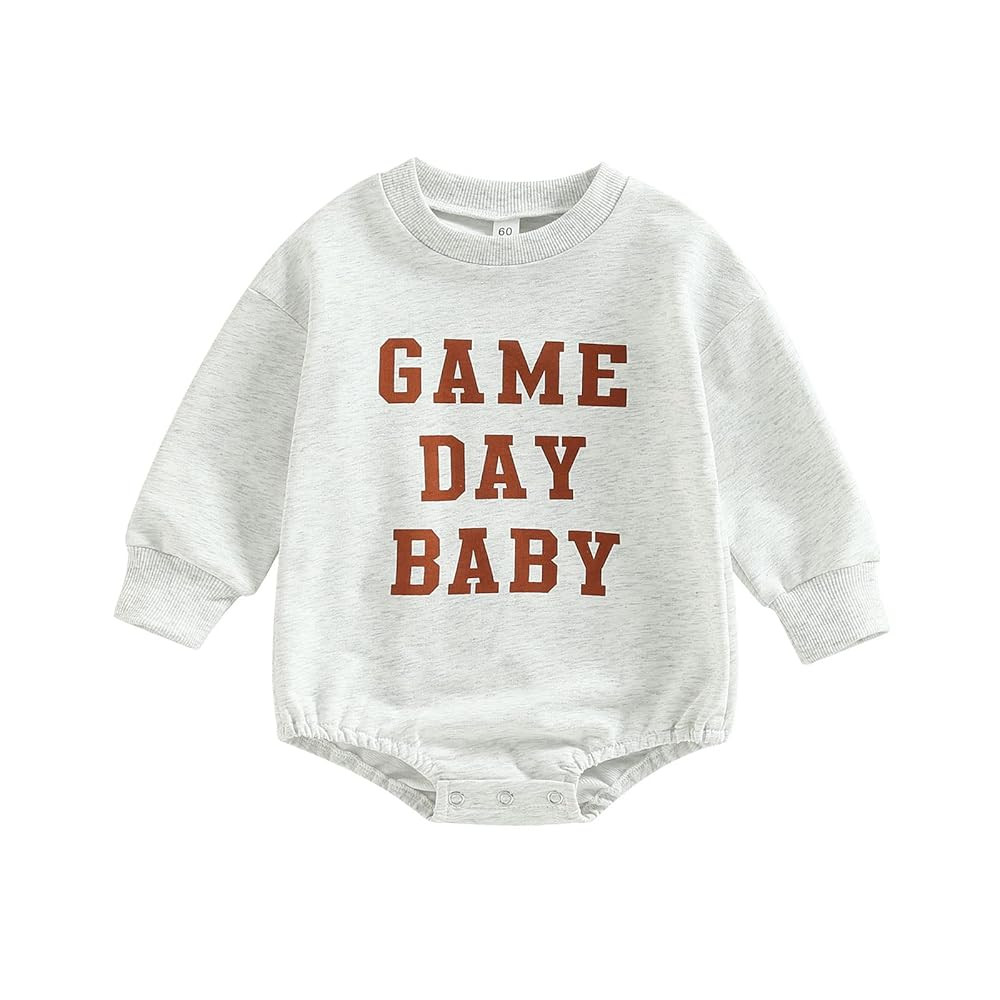 Baby Girl Boy Football Outfit Game Day Football Sweatshirt Romper Oversized Bodysuit Fall Winter ... | Amazon (US)