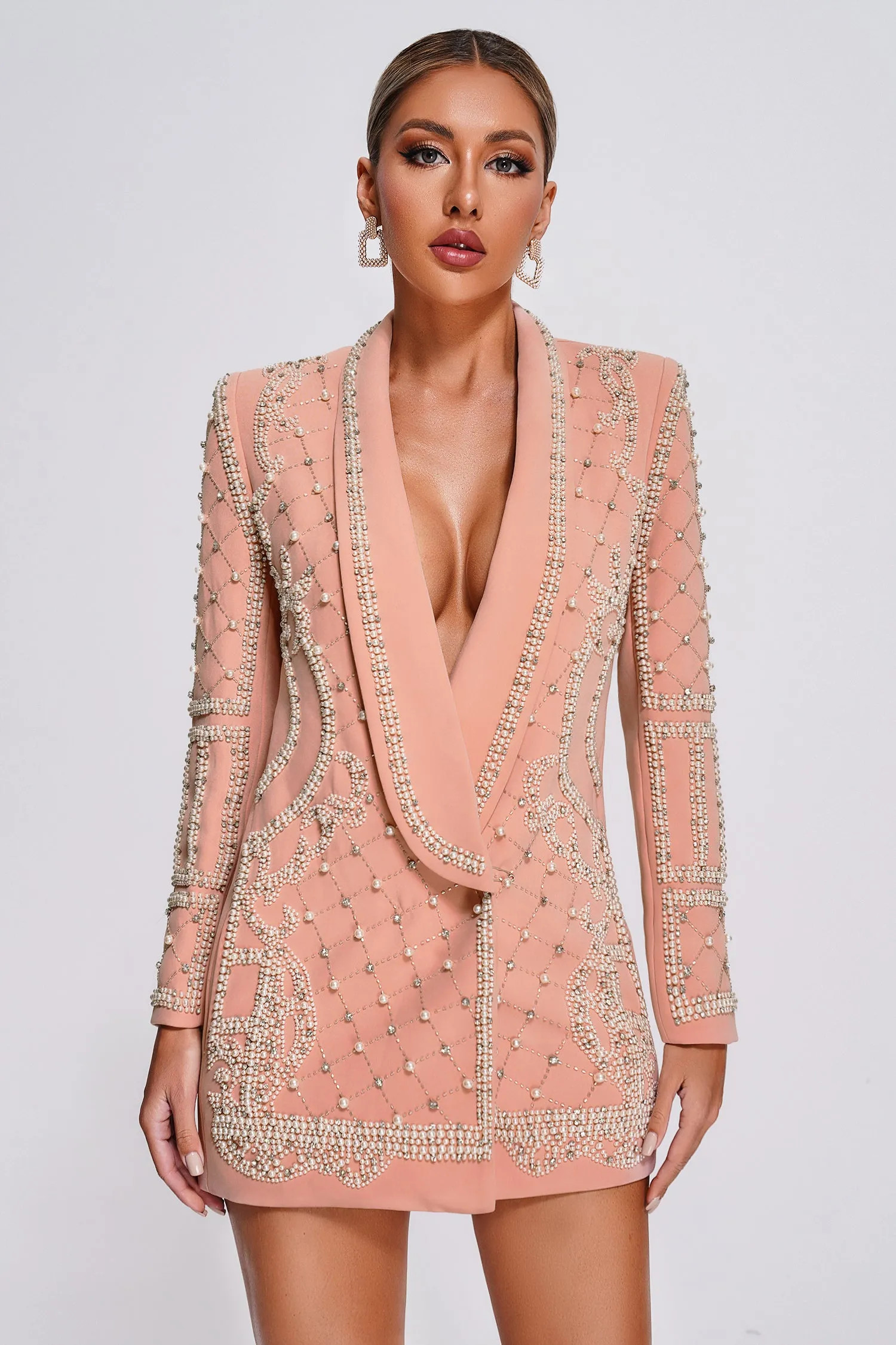 Vioky Pearl Embellished Blazer Dress | Bellabarnett Affiliate Marketing