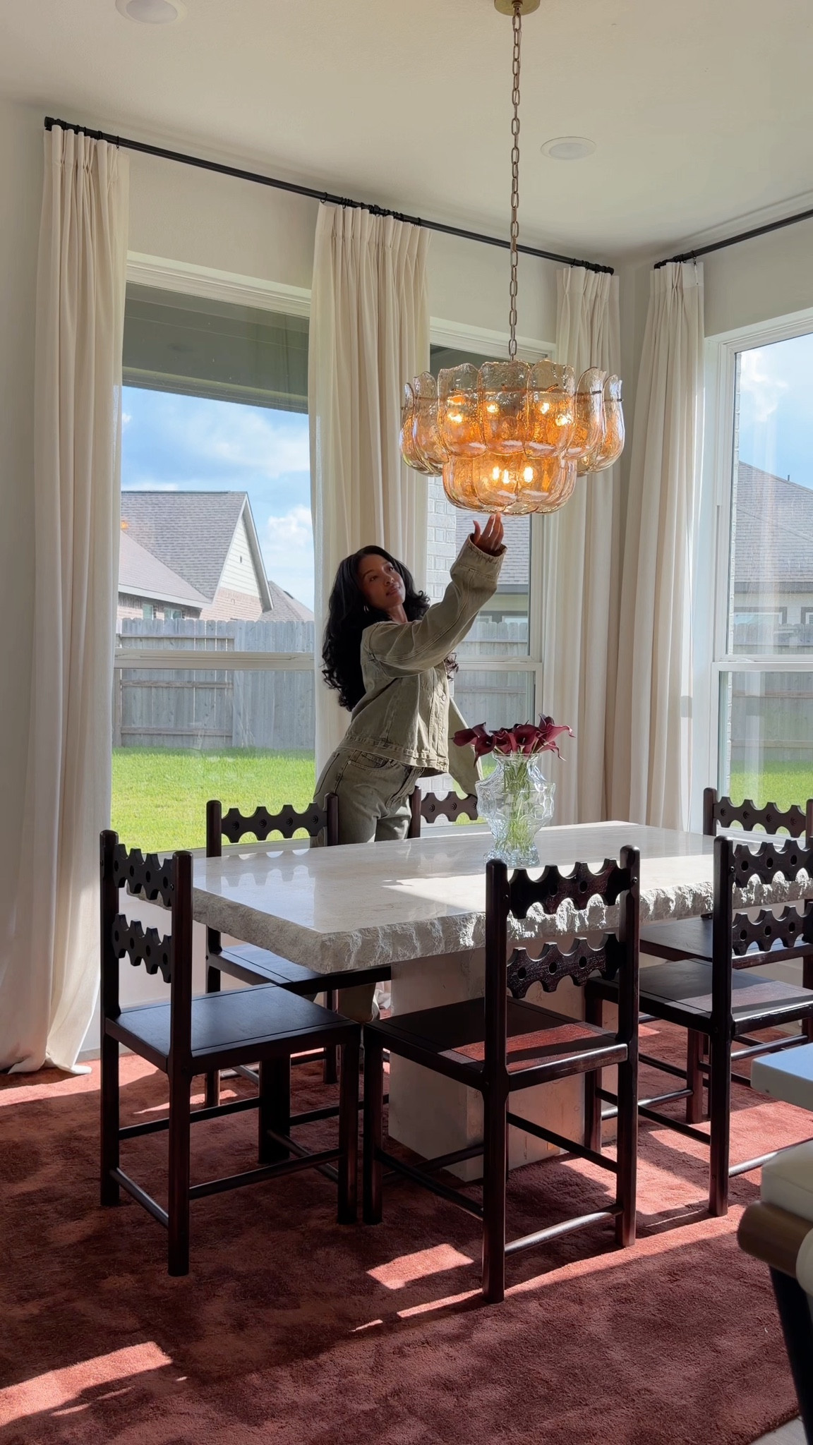 Upgrading my dining area lighting with this stunning amber glass chandelier from Z Gallerie 💡

#LTKvlog #LTKHome