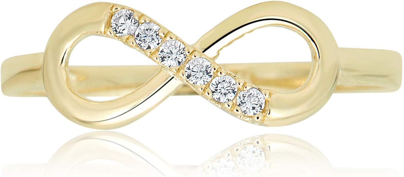 AVORA 10K Yellow Gold Simulated Diamond CZ Infinity Fashion Ring | Amazon (US)
