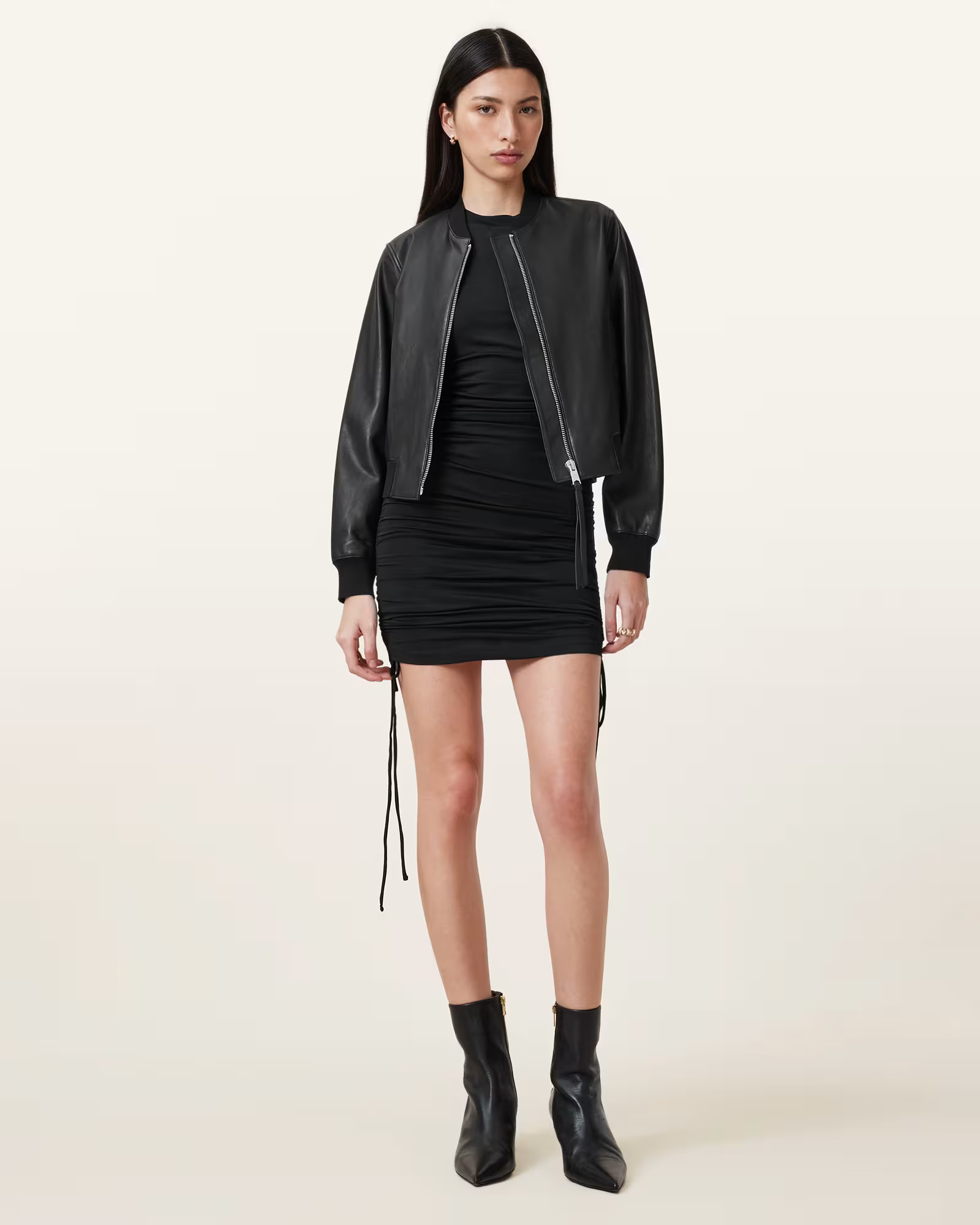 Orten Leather Bomber Jacket Black | ALLSAINTS US | AllSaints US