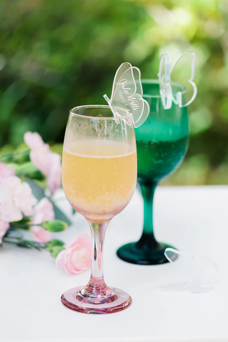 Butterfly Place Cards for Drink Glasses Table Number Names - Etsy | Etsy (US)