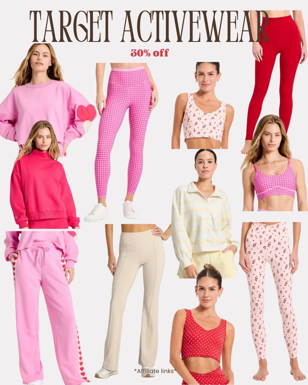 Target activewear currently on sale 30% off 


Activewear
Workout clothes on dale
Deals of the day
Target deals
Pink workout set
Valentines Day activewear 
Piped sports bra
Gingham print
Red 

#LTKfitnessgoals #LTKSaleAlert #LTKFindsUnder50