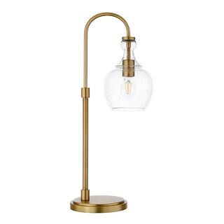 Meyer&Cross Verona 27 in. Brushed Brass Arc Table Lamp with Seeded Glass Shade TL0799 - The Home ... | The Home Depot