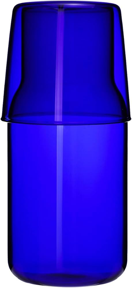 Sizikato 15 Oz Dark Blue Glass Bedside Night Water Carafe with Tumbler Glass. | Amazon (US)