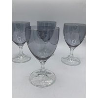 Set Of 4 - Small Wine Glasses Grey Bowl/Clear Stem Very Petite & Beautiful | Etsy (US)