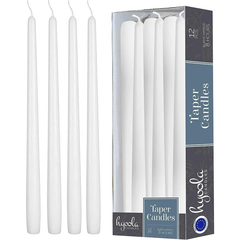 Hyoola 10" White Dripless European Made Taper Candles, Unscented Paraffin Wax with Cotton Wicks, ... | Walmart (US)