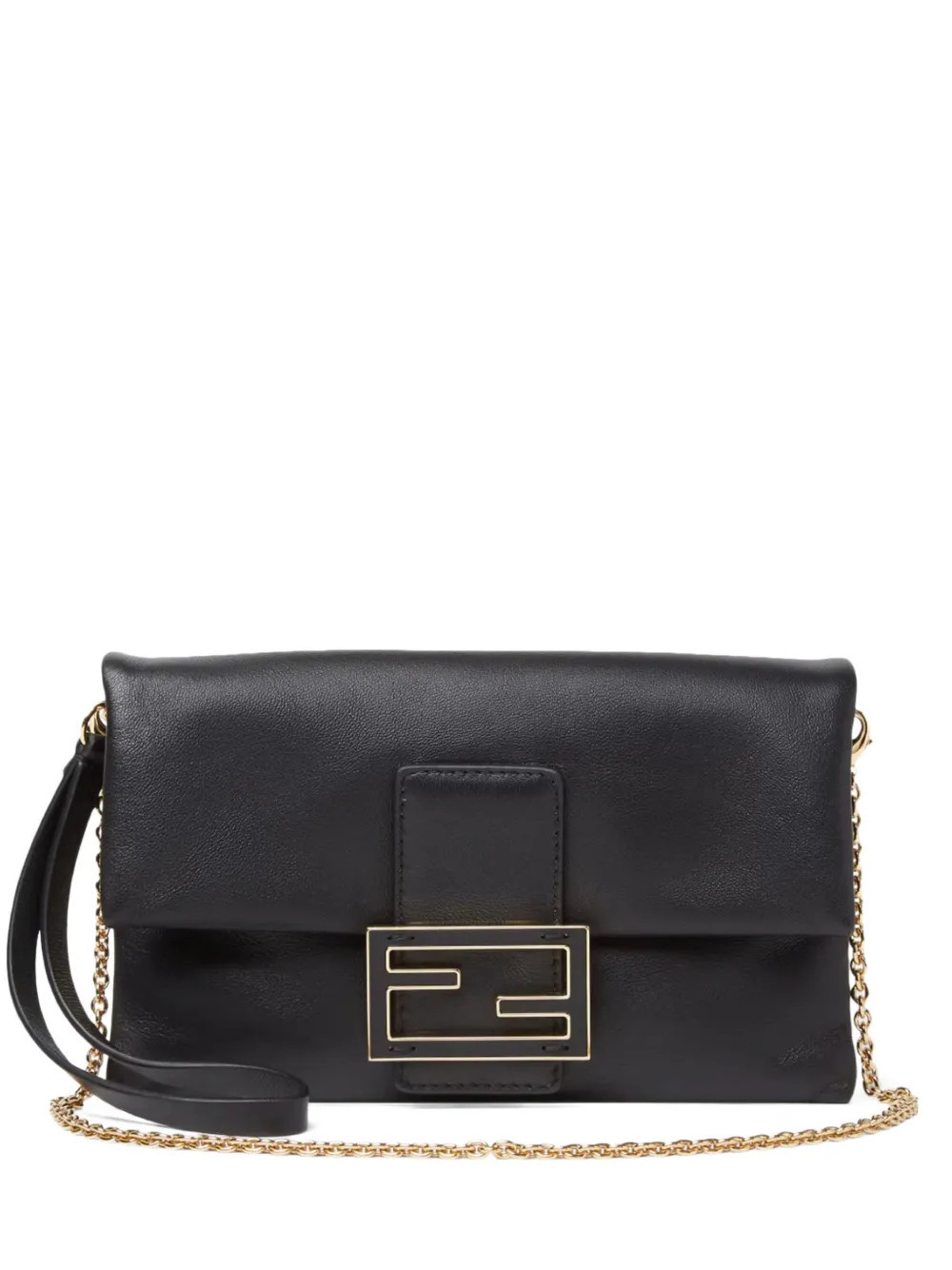 FENDI Mamma Baguette leather clucth bag - Black | Farfetch Global