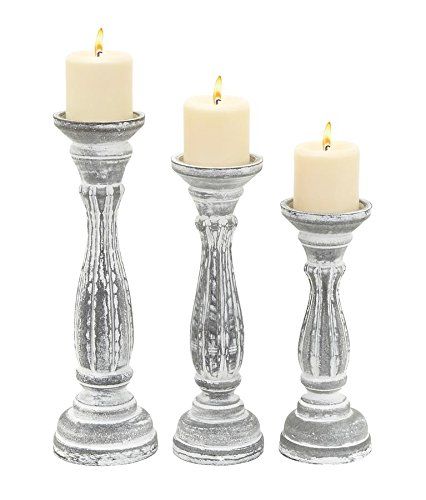 Deco 79 Wood Candle Holder, White, 15 by 13 by 11-Inch | Amazon (US)
