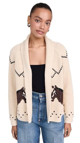 THE GREAT. Women's The Horse Lodge Cardigan, Cream, Off White, Graphic, S | Amazon (US)