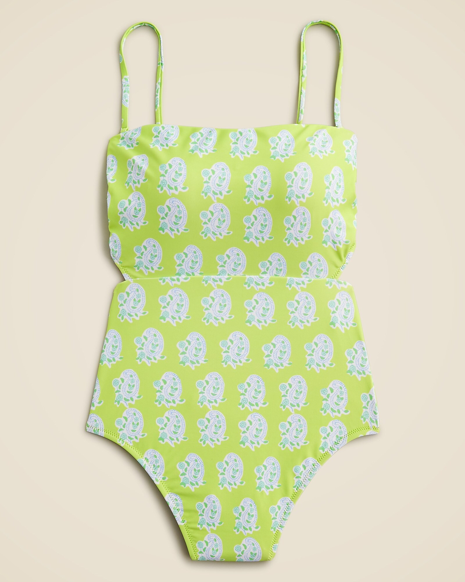 SZ Blockprints™ X J.Crew cutout one-piece swimsuit in green paisley | J. Crew US