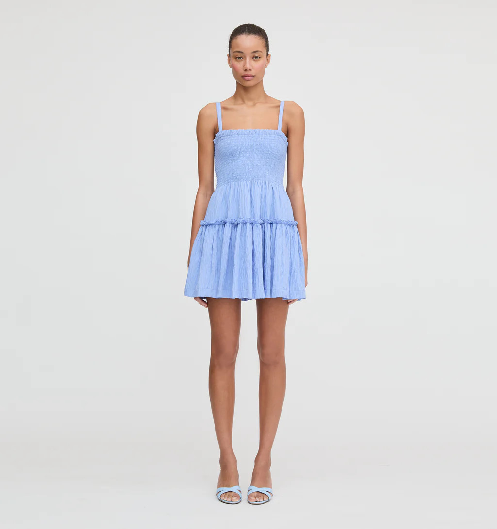The Seraphina Mini Nap Dress - Bluebird Tonal Seersucker | Hill House Home US
