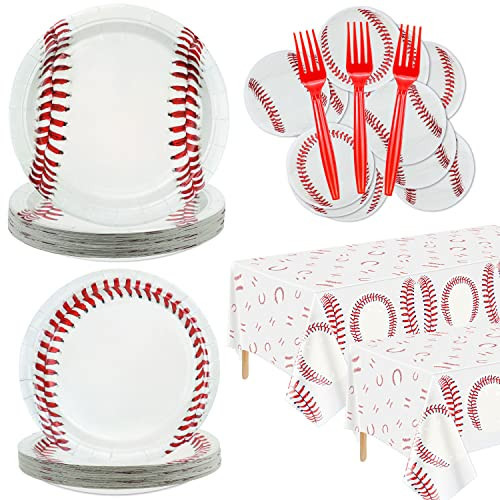 Hegbolke Baseball Party Supplies - Serve 40-162Pcs Plates, Napkins, Tablecloth, Forks Set for Kids and Fans - Baseball Theme Party Decorations | Amazon (US)