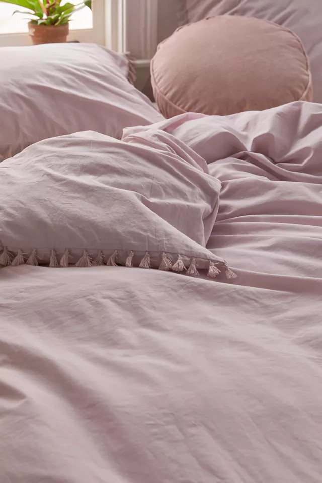 Washed Cotton Tassel Duvet Cover | Urban Outfitters (US and RoW)