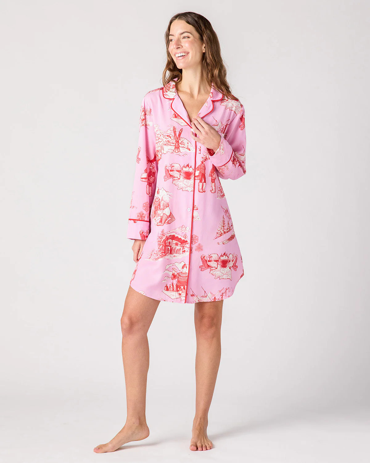 Aprés Ski Toile Sleep Shirt | Katie Kime Inc