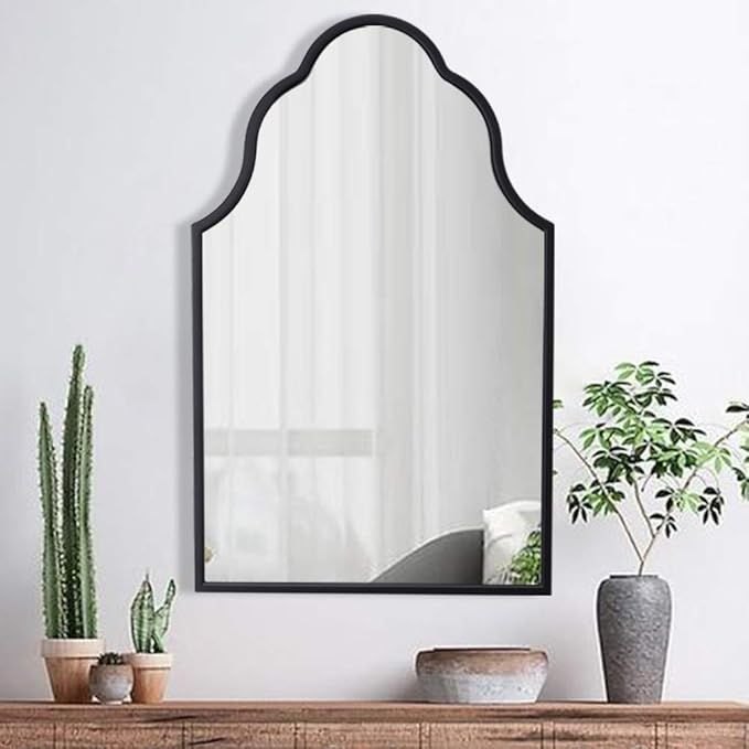 Chende Arch Wall Mirror for Decor, 32" H x 20" W Antique Black Decorative Mirror with Wooden Fram... | Amazon (US)