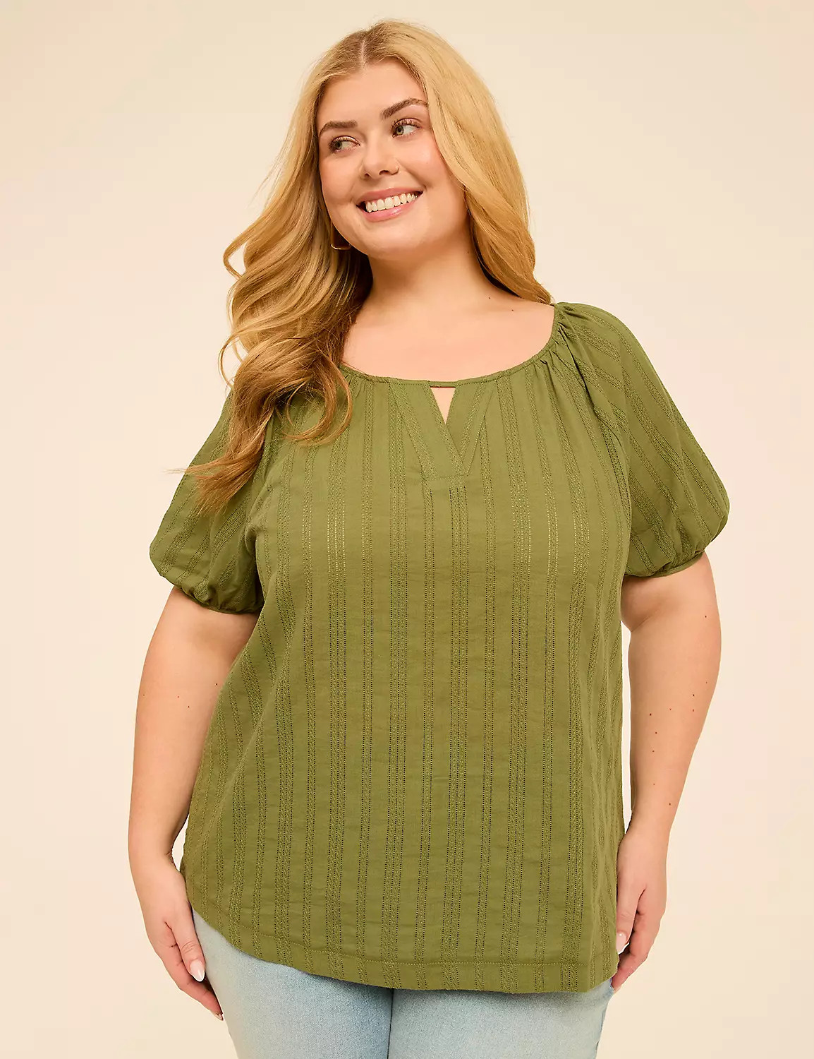 Puff-Sleeve Keyhole Top | LaneBryant | Lane Bryant (US)