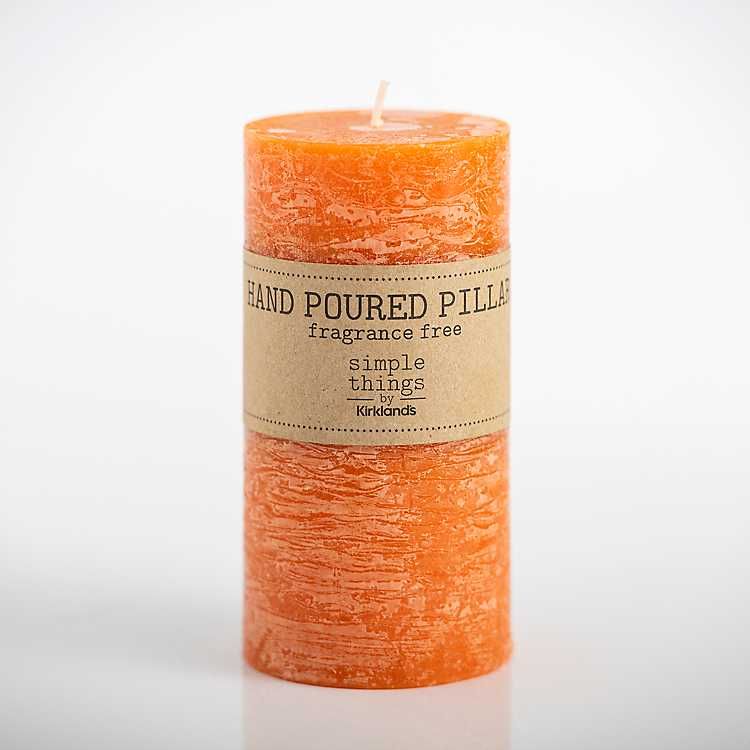 Warm Orange Unscented Pillar Candle, 4x6 in. | Kirkland's Home