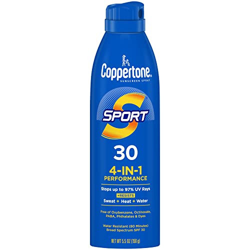 Coppertone Sport Sunscreen Spray SPF 30, Water Resistant Spray Sunscreen for Body, 5.5 Oz (Packaging May Vary) | Amazon (US)