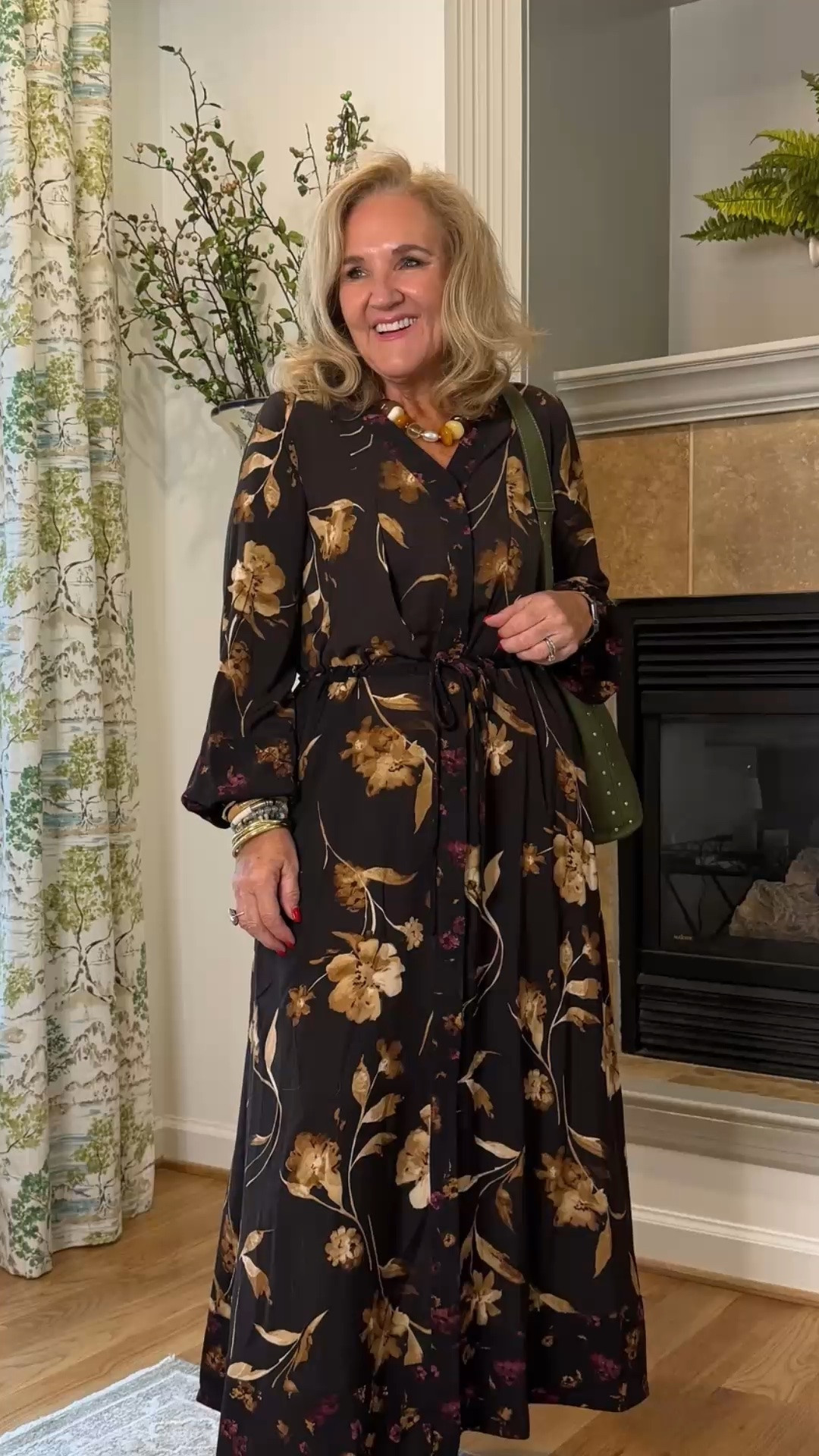 There’s something about a dark floral dress that just feels right this time of year. I’m wearing my regular size in the dress, and the small bag adds a nice little pop of color.

#LTKootd #LTKgrwm #LTKdayinmylife