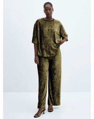 Mango Rib Velvet Palazzo Trouser | Simply Be (UK)